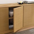 Modway Render 71" 4-Door Fluted Sideboard Cabinet TV Stand - Oak-Cable Management Holes