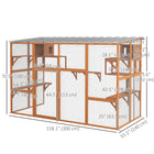 PawHut 76" H Outdoor Catio Cat Enclosure with Waterproof Roof - Orange-Transparent roof lets cats sunbathe while staying dry in the rain 