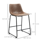 HOMCOM Counter Height Bar Stools with Back - Brown - 2 Pack-Easy cleaning with a simple wipe down with a damp cloth
