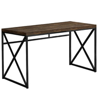 Monarch Specialties I 7450 Computer Desk 48"L, Brown Reclaimed Wood-Look and Black Metal-Chic brown reclaimed wood-look top