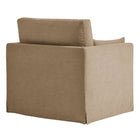 Modway Wellfleet Slipcovered Linen-Blend Armchair - Almond-Rubberwood Legs With Floor Glides