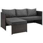 Manhattan Comfort Menton Modern Patio 2-Seater and Lounge Chair Set with Coffee Table - Brown/Grey-The 3 Seater Sofa with Chaise Includes 3 Back Pillows for Extra Comfort
