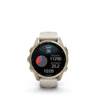 Garmin fēnix 8 - AMOLED Outdoor Recreation/Adventure Watches - 43 mm - Sapphire, Soft Gold with Fog Gray/Dark Sandstone Silicone Band-Navigate the outdoors with superior positioning accuracy, thanks to multi-band GPS with SatIQ™ technology plus built-in sensors for 3-axis compass, gyroscope and barometric altimeter
