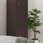 Kleankin Tall Bathroom Storage Cabinet with Adjustable Shelves - Dark Brown-Colour: Dark Brown
