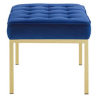 Modway Loft Gold Stainless Steel Leg Medium Performance Velvet Bench - Gold/Navy-Gold Stainless Steel Legs