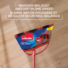 Vileda One Sweep Broom with Dual Action Dust Pan - Red-Reduces bending while cleaning up debris and lip seals to the floor with foot pressure leaving no dirt behind