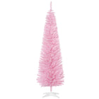 HOMCOM 6' Pencil Artificial Christmas Tree - Pink-Artificial Christmas tree has a slim pencil style 