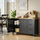 HOMCOM Modern 47.2" L Sideboard Buffet Cabinet with Soft-Close Doors - Black-Three drawers keep napkins and tableware neatly stored
