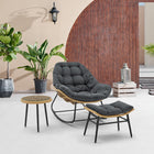 Manhattan Comfort Benson Modern 3-Piece Patio Rocking Chair Set - Grey-Features Removeable Cushions with Zipper for Easy Cleaning and Care