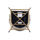 Manhattan Comfort Gracie 22" Modern Leatherette Upholstered Barstool - Stone and Gold - 2 Pack-30 Day Limited Manufacturer's Warranty