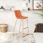 Zuo Adele Barstool - Orange/Gold - Set of 2-Dimensions: 19.5" L x 18.5" W x 40.2" H