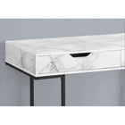 Monarch Specialties 7558 48" Computer Desk - White Marble-Look/Black Metal-Finished on all sides for flexible placement anywhere in a home office