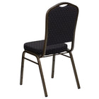 Flash Furniture HERCULES Series Crown Back Stacking Banquet Chair in Black Patterned Fabric - Gold Vein Frame-Crown Back Design