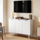 HOMCOM 36" Modern Sideboard Buffet Cabinet with Storage Doors - White-Fits dining room, kitchen, living room, or other limited spaces needing a bit more storage
