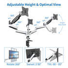 ShoppingAll Adjustable Triple Gas Spring Monitor Mount Desk Stand for 15"-32" Monitors - White-7