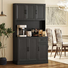 HOMCOM 71" H Pantry Cabinet with Charging Station - Black-Spacious countertop doubles as a prep or display area for gadgets 