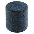 Modway Callum 16" Round Woven Heathered Fabric Upholstered Ottoman - Heathered Weave/Azure-Weight Capacity: 506 lbs.