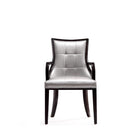 Manhattan Comfort Fifth Avenue 22.5" Traditional Faux Leather Upholstered Dining Armchair - Silver and Walnut-Traditional Dining Armchair for Dining Room Use