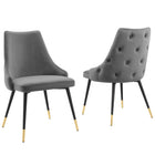 Modway Adorn Performance Velvet Dining Side Chair - Grey - 2 Pack-Vintage Modern Accent Dining Chair
