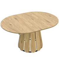 HOMCOM 43"-59" Extendable Dining Table with Storage Shelf for 4-6 - Natural-Easily extends from a 43.3" round table to a 59.1" oval table for more guests