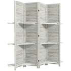 HOMCOM 4 Panel Freestanding Room Divider with Display Shelf for Home Office - Distressed White-Four office divider panels provide great privacy
