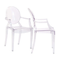 Modway Casper Dining Armchairs - Clear - 2 Pack-For Outdoor/Indoor Use
