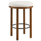 Modway Fable Boucle Fabric Counter Stools - Walnut Ivory - Set of 2-Metal Stretcher