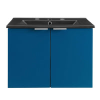 Modway Maybelle 24" Wall-Mount Bathroom Vanity - Navy/Black-Modern Bathroom Vanity