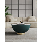 Manhattan Comfort Anderson 28.15" Modern Leatherette Upholstered Coffee Table - Green-Beautiful Ceramic Marble Table Top