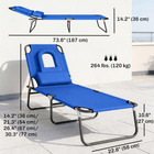 Outsunny Folding Outdoor Lounge Chair - Tanning Chair with Face Hole - Blue-Made from UV-resistant mesh materials with powder coated steel frame