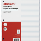 Staples Refill Paper - Ruled - 8-3/8" x 10-7/8" - 400 Sheets-Keep your binders stocked