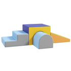 Qaba Toddlers Foam 4-Piece Play Set - Dark Colours-Practices climbing, crawling, and sliding 