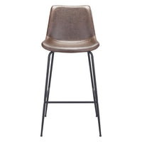 Zuo Byron Barstool - Brown-Plush and durable faux leather fabric