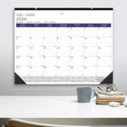 Blueline 13 Months Monthly Academic Desk Pad - July to July - 22" L x 17" W - Bilingual-Reinforced chipboard backer