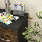 Vinsetto 2-Drawer Lateral Filing Cabinet with Lock - Rustic Brown-Plastic foot pads to protect your floor