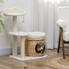 PawHut 31" Cat Tree Tower with Scratching Posts, Condo, and Beds - Toy Ball-Includes a platform and toy ball for climbing and playful stimulation 