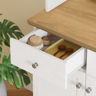 HOMCOM 71" H Kitchen Buffet Server Cabinet with Drawers and Storage - White-Colours: White, Wood Grain Veneered Top 