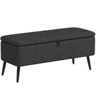 HOMCOM Linen Fabric Storage Ottoman Bench - Black-Multifunctional indoor decor, can be used as a shoe stool, bed end bench, or entryway bench  