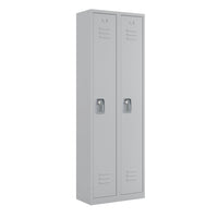 Ceha RH Series 1-Tier Locker with Louver Vents and Recessed handle - Bank of 2 - Light Grey-Durable, commercial-grade steel construction with powder-coated finish