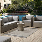 Modway Optica Chevron With End Borders Indoor/Outdoor Area Rug - 5 ft W x 8 ft L - Grey/Beige-Tight Low Pile Weave