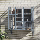 PawHut 61" H Outdoor Catio Window Box - Grey-Safety net protects cats from vehicles and predators outdoors 