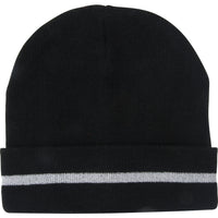 Zenith Safety Products Knit Hat with Silver Reflective Stripe - One Size - Black - 10 Pack-One size fits all