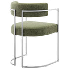 Modway Huron Curved Back Fabric and Metal Dining Accent Chair - Silver/Leaf-8