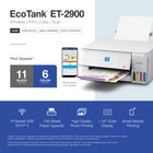 Epson EcoTank ET-2900 Wireless All-in-One Colour Supertank Printer - White-High 5760 x 1440 dpi print resolution for exceptional photos and text, enjoy amazing image quality on a wide range of media 