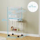 PawHut 49" H Rolling Bird Cage with Accessories, Detachable Stand and Storage - White-Includes two wooden perches, a swing, and two plastic cups for food and water 