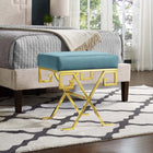 Modway Twist Performance Velvet Bench - Sea Blue-Dense Foam Padding for Comfort