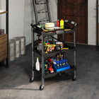 HOMCOM 3-Tier Collapsible Tool Cart with Wheels-Three-tier design holds up to 68kg, great for light tools