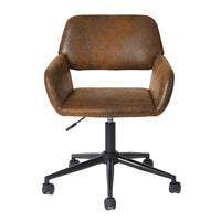 Homy Casa Industrial Adjustable Office Chair Suede Brown with Black Base-Adjustable Height: Easily customize the chair’s height to your preference with the gas lift mechanism
