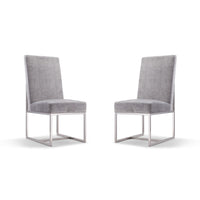 Manhattan Comfort Element 19.68" Modern Velvet Upholstered Dining Chair - Grey - Set of 2-Modern Dining Chair Perfect for Dining and Accent Living Room Use. Set of 2