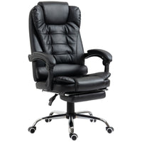 HOMCOM PU Leather Executive Reclining Office Chair with Arms - Black-Modern office chair adds style to any room or decor